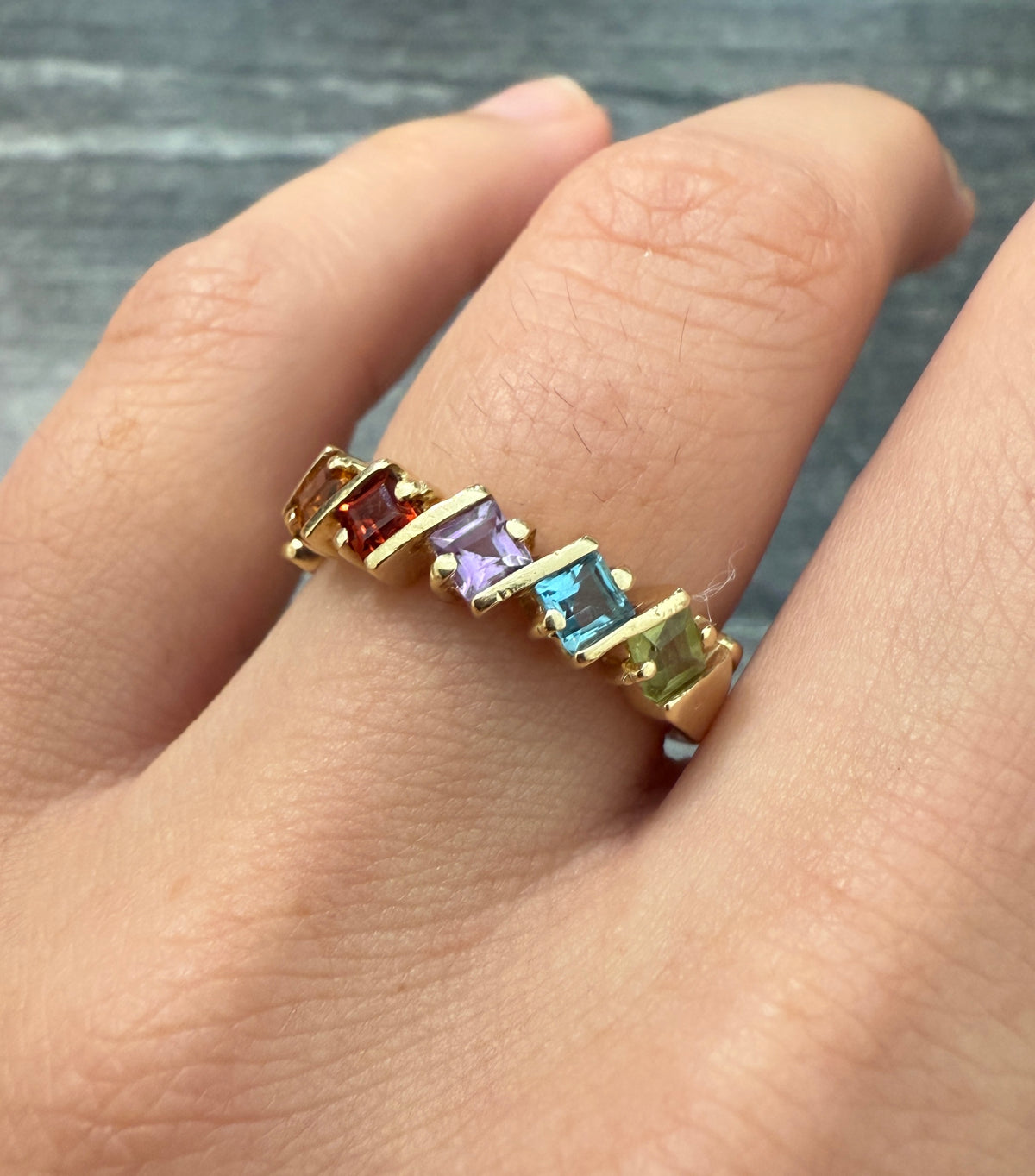 Rainbow Semi-Precious Gemstone Band, 14K Gold