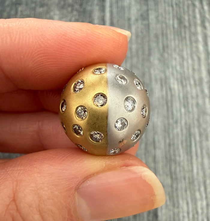 Bicolor 18K Gold and Diamond Ball Slide Charm