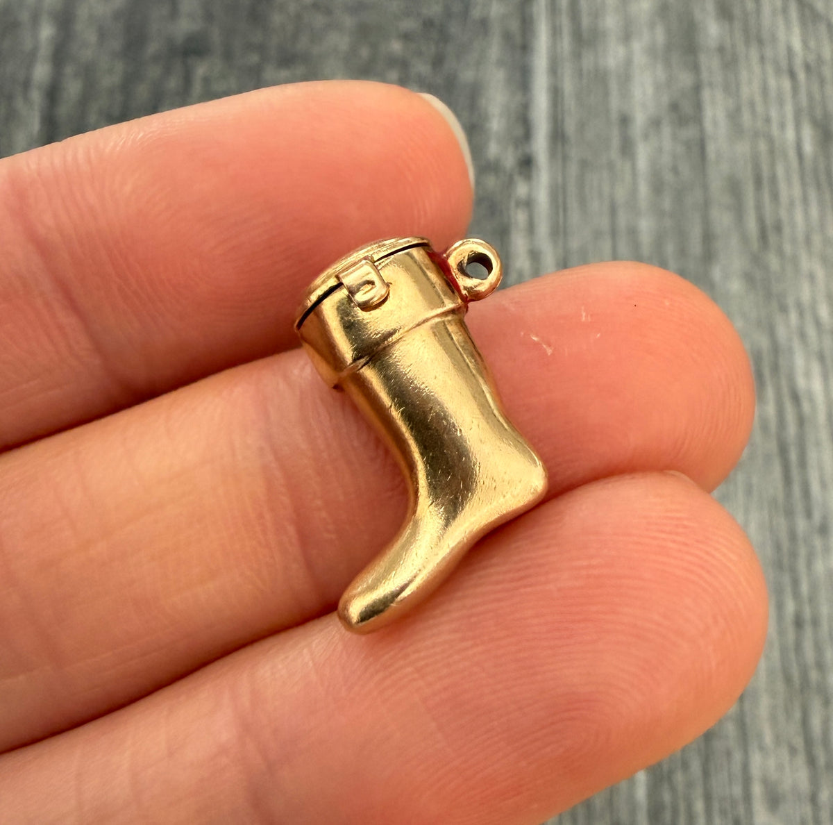 Vintage Christmas Stocking and Santa Clause Charm in 14K Gold