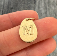 Vintage Egg Shaped Initial M Charm in 18K Gold