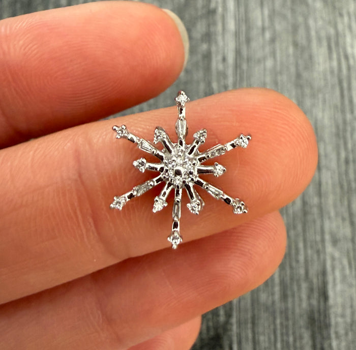 Diamond Snowflake Charm in 10K White Gold