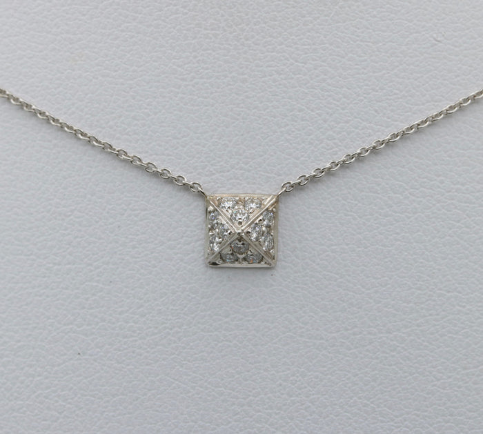 Diamond Pyramid and 18K White Gold Necklace