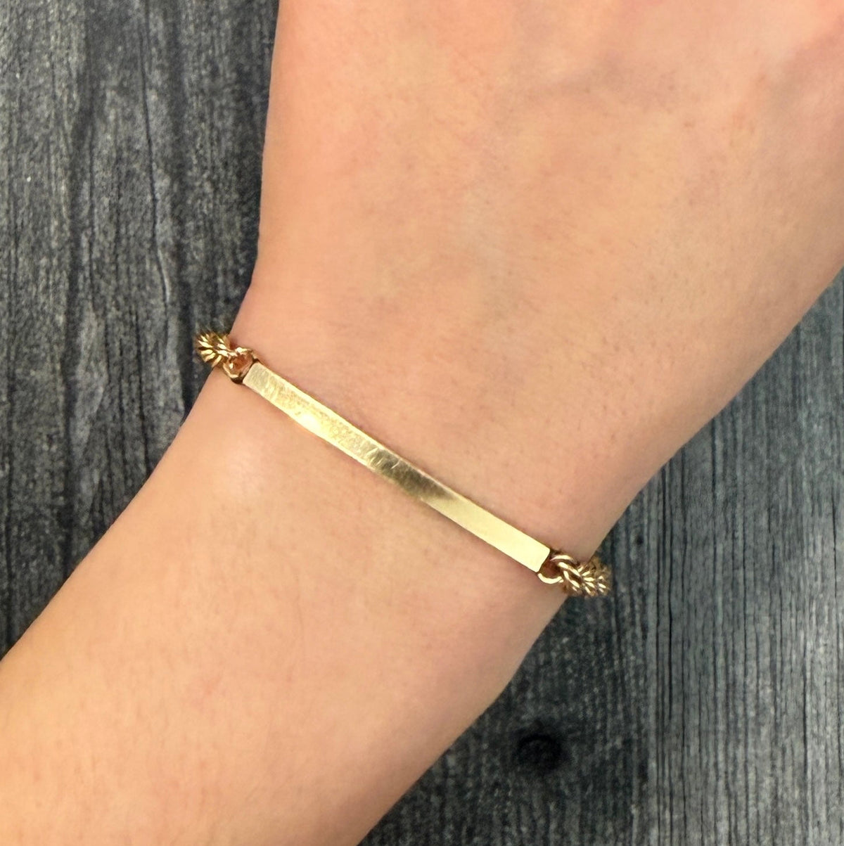 Vintage 14K Gold Rope Chain ID Bracelet