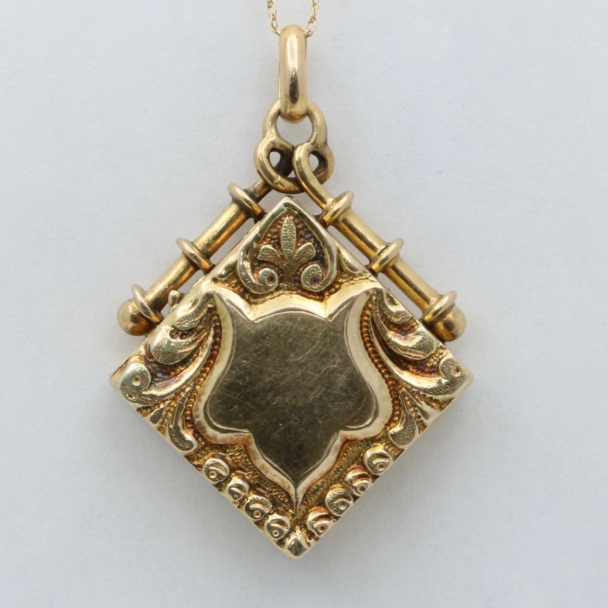 Antique 10K Gold Shield Locket Pendant
