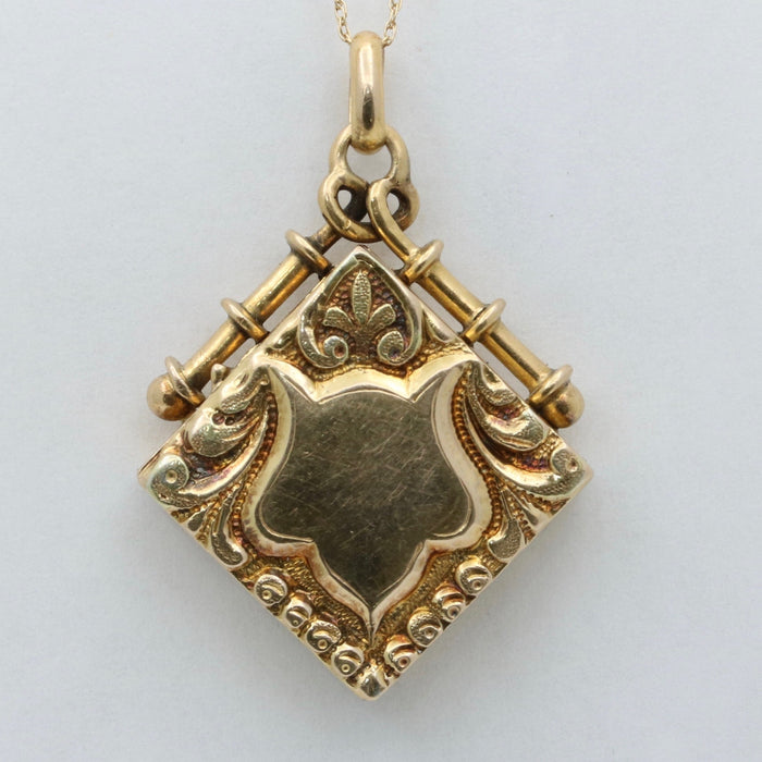 Antique 10K Gold Shield Locket Pendant