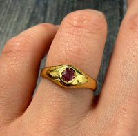 Ruby and 18K Gold Signet Style Ring
