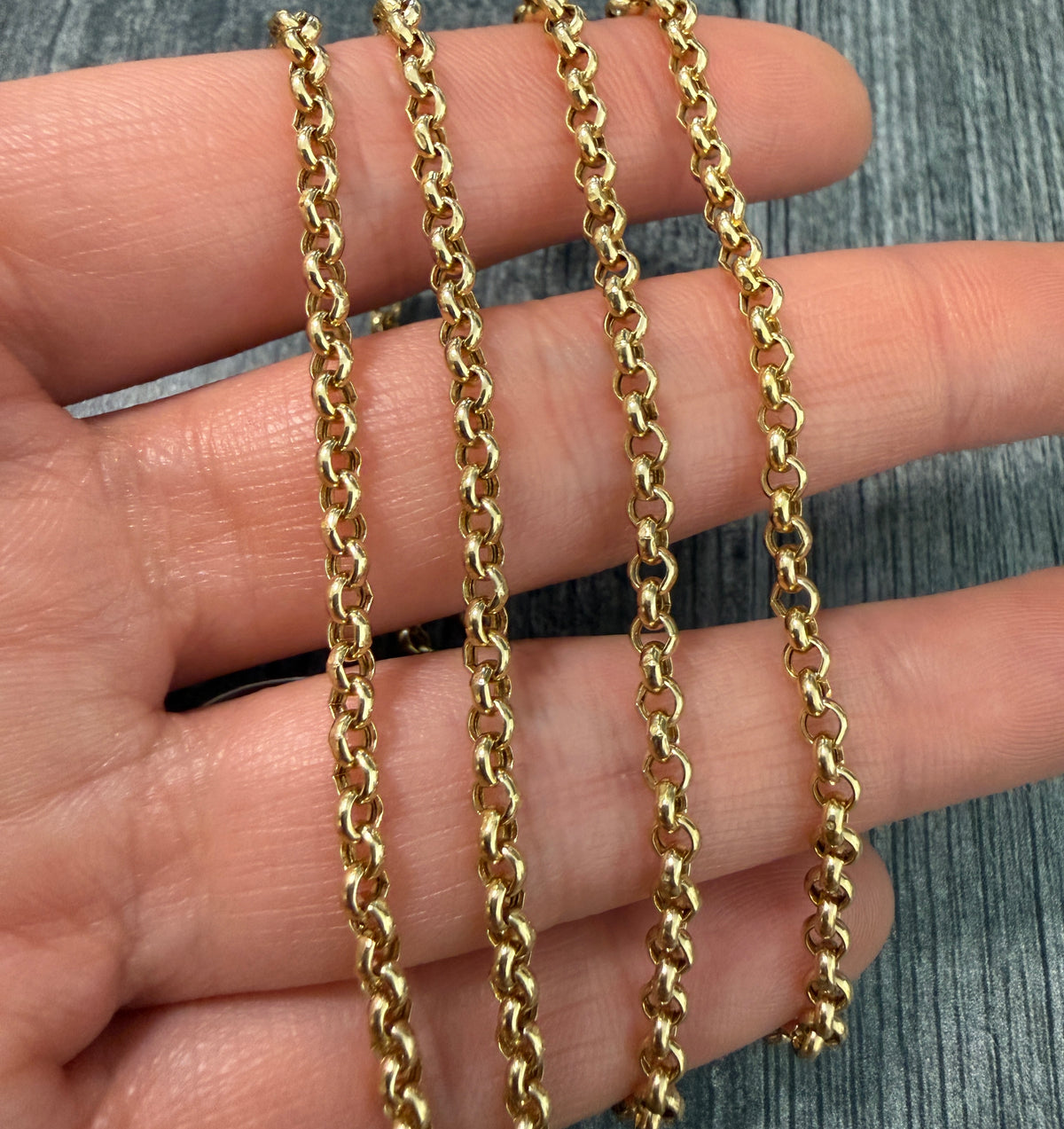 Vintage Uno a Erre 14K Gold Rolo Belcher Link Chain, 24" Long