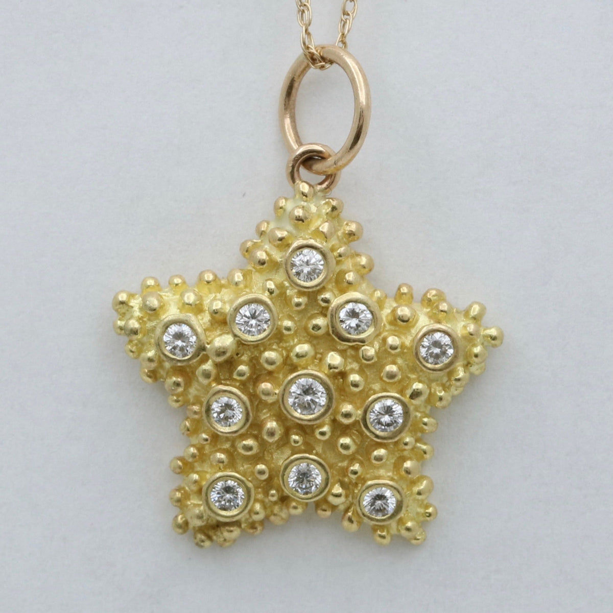 Vintage Diamond and 18K Gold Starfish Charm