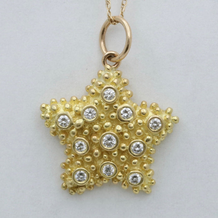 Vintage Diamond and 18K Gold Starfish Charm
