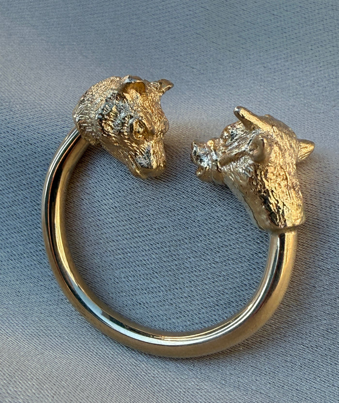 Vintage Stock Market Bull and Bear Key Ring
