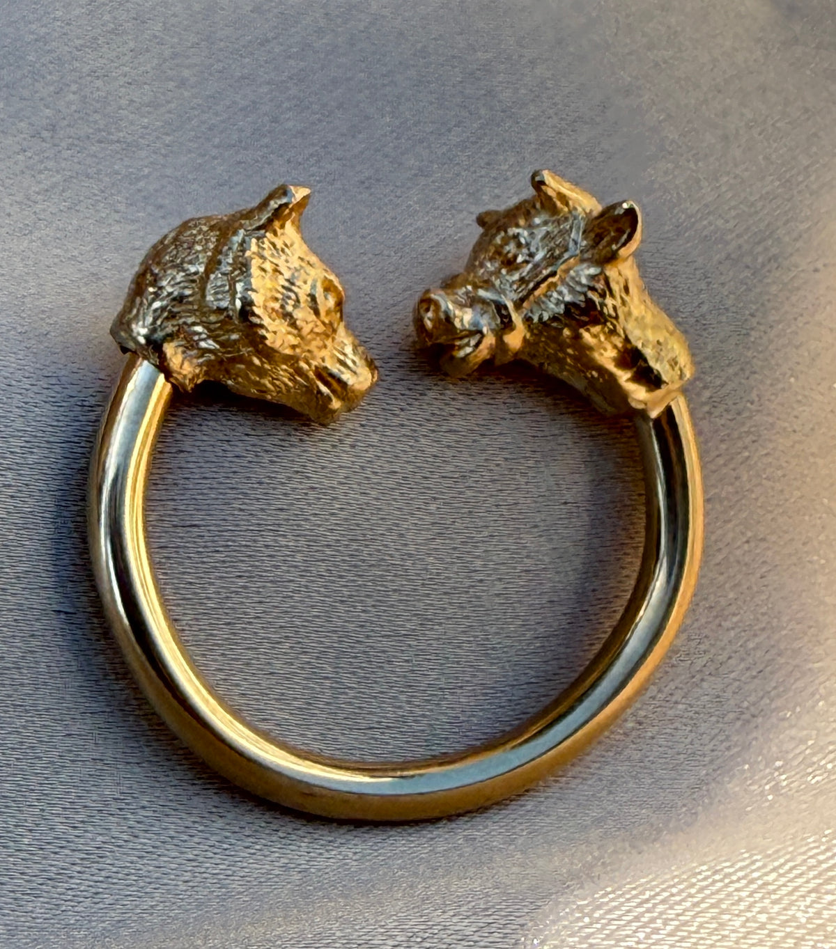 Vintage Stock Market Bull and Bear Key Ring