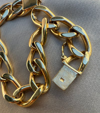 Vintage 14K Gold Oval Link Bracelet, 7.8" Long