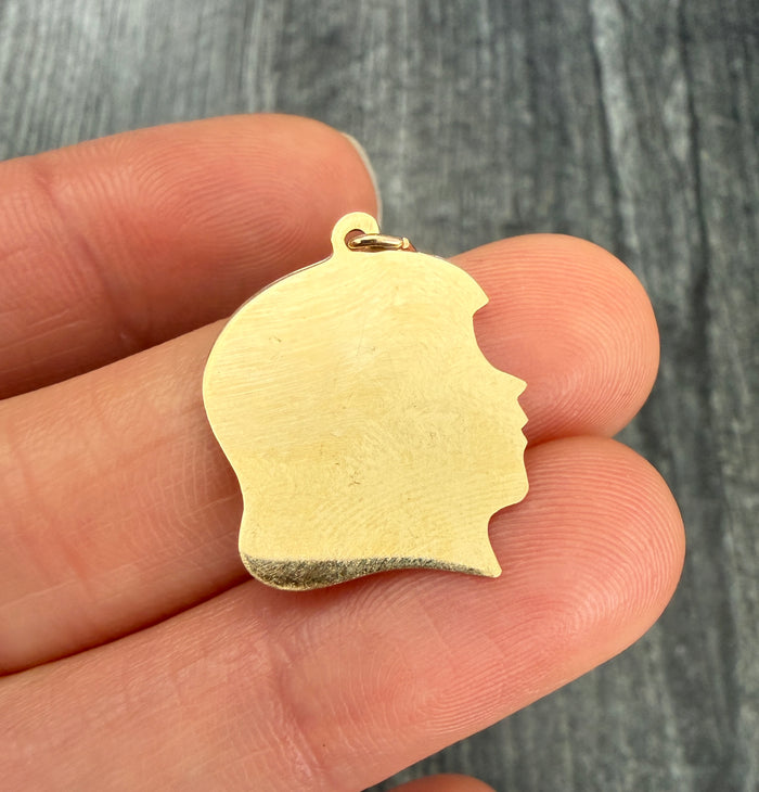 Vintage 14K Gold Girl's Profile Charm