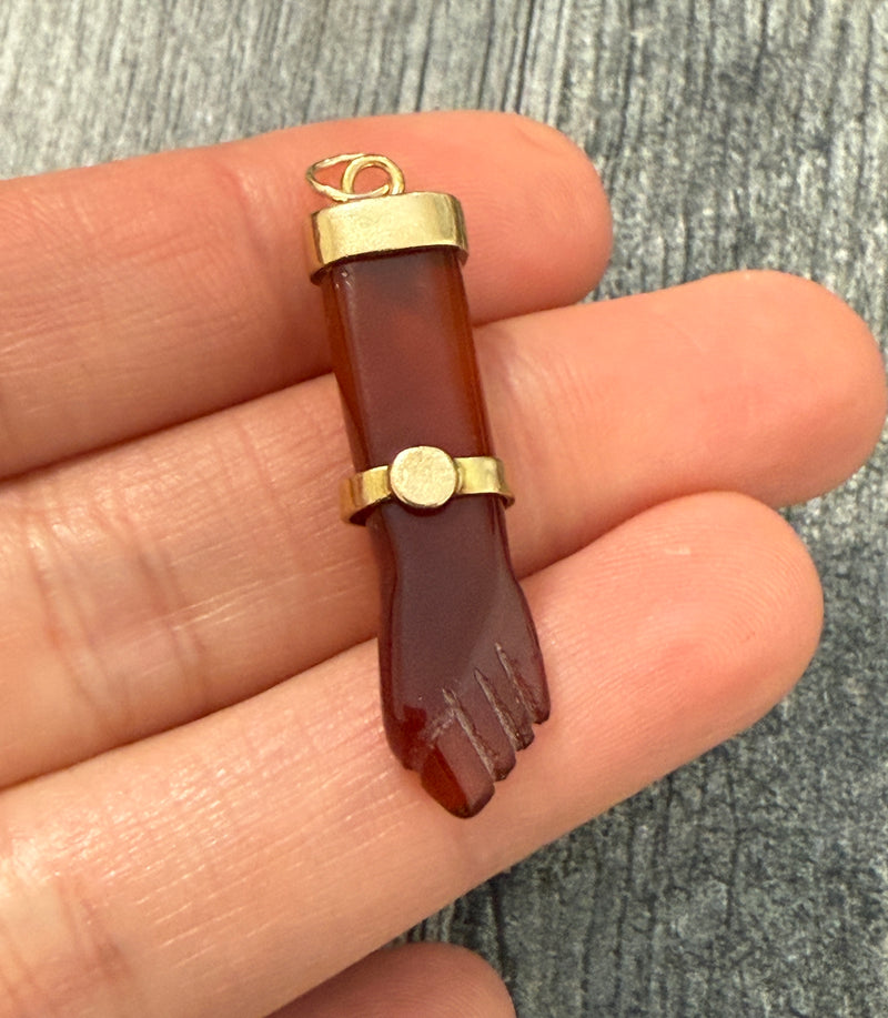 Carved Carnelian and 14K Gold Figa Charm