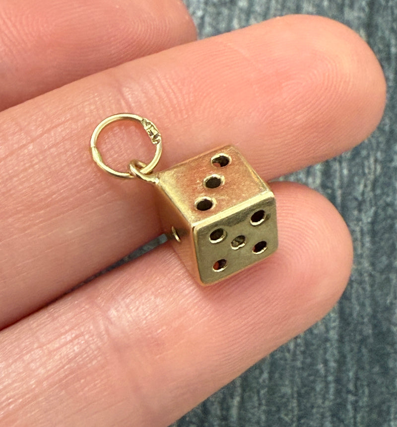 Vintage 14K Gold Die Dice Charm