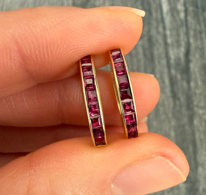 Pair of Channel Set Ruby Charm Holders or Clasps