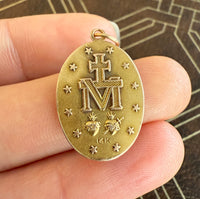 Vintage 14K Gold Saint Mary Religious Medal Charm
