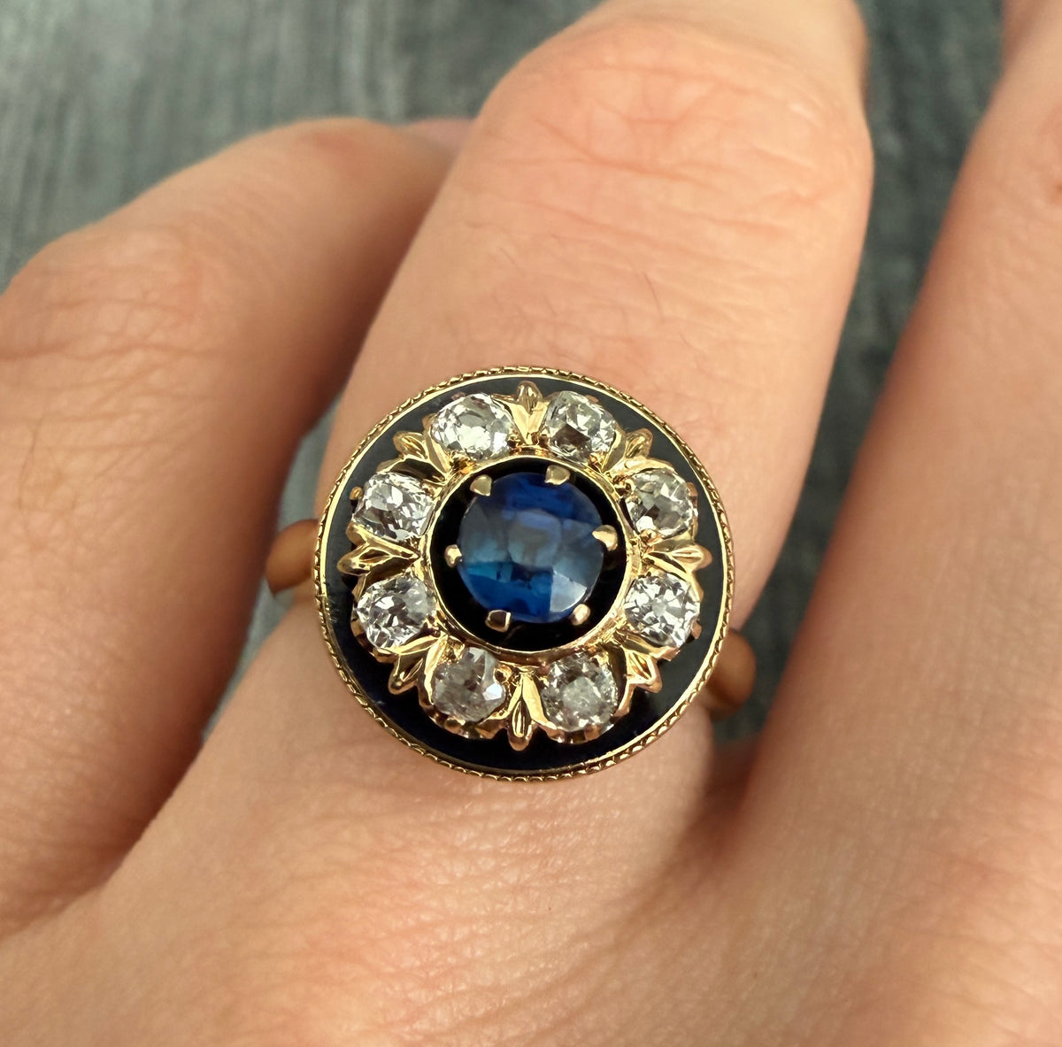 Victorian Revival Sapphire and Diamond Flower Ring