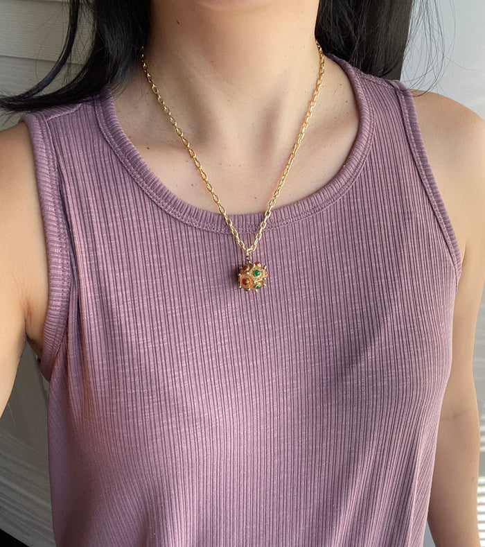 Vintage 18K Gold Geometric Ball Charm