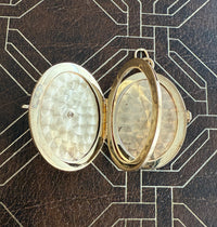 Vintage Engine Turned 14K Gold and Diamond Locket Pendant