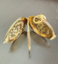 Vintage Engine Turned 14K Gold and Diamond Locket Pendant