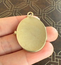 Vintage Engine Turned 14K Gold and Diamond Locket Pendant
