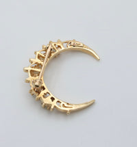 Mid Century Opal and 14K Gold Crescent Pin
