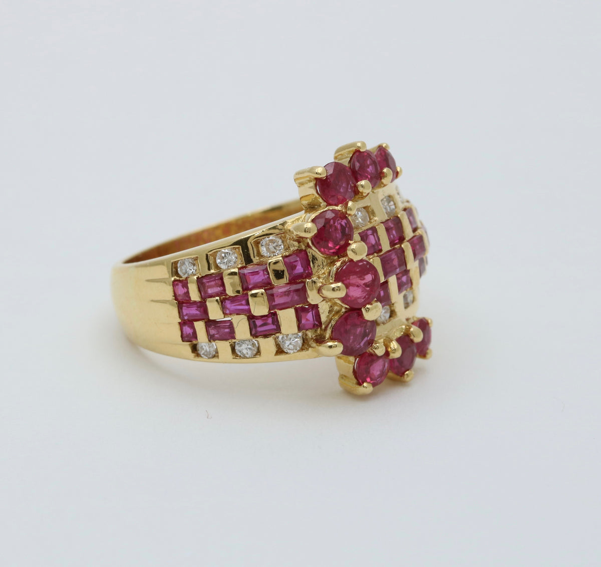 Vintage Ruby and Diamond Buckle Ring