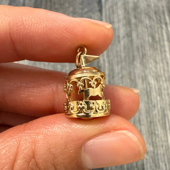 Vintage 14K Gold Spinning Carousel Charm