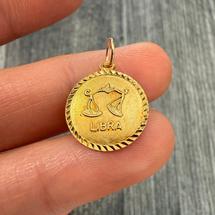 Vintage 14K Gold Libra Zodiac Charm