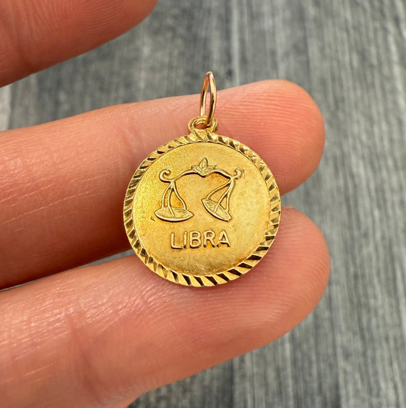 Vintage 14K Gold Libra Zodiac Charm