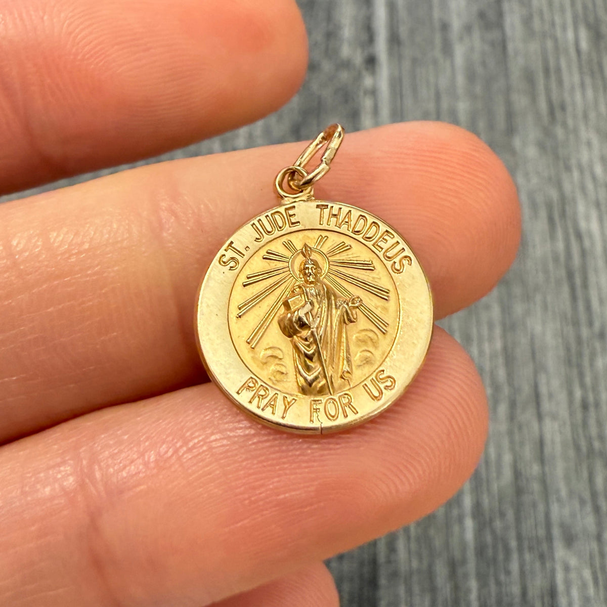 14K Gold Saint Jude Thaddeus Charm, Patron Saint of Lost Causes