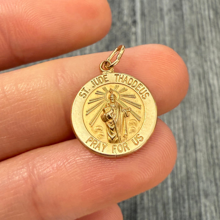 14K Gold Saint Jude Thaddeus Charm, Patron Saint of Lost Causes