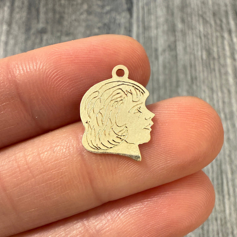 Vintage 14K Gold Little Girl Head Charm