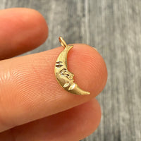 Mini Vintage 14K Gold Crescent Moon Charm