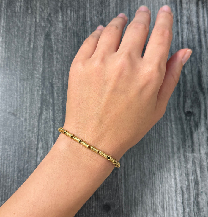 Vintage Tiffany & Co France 18K Gold Barrel Link Bracelet