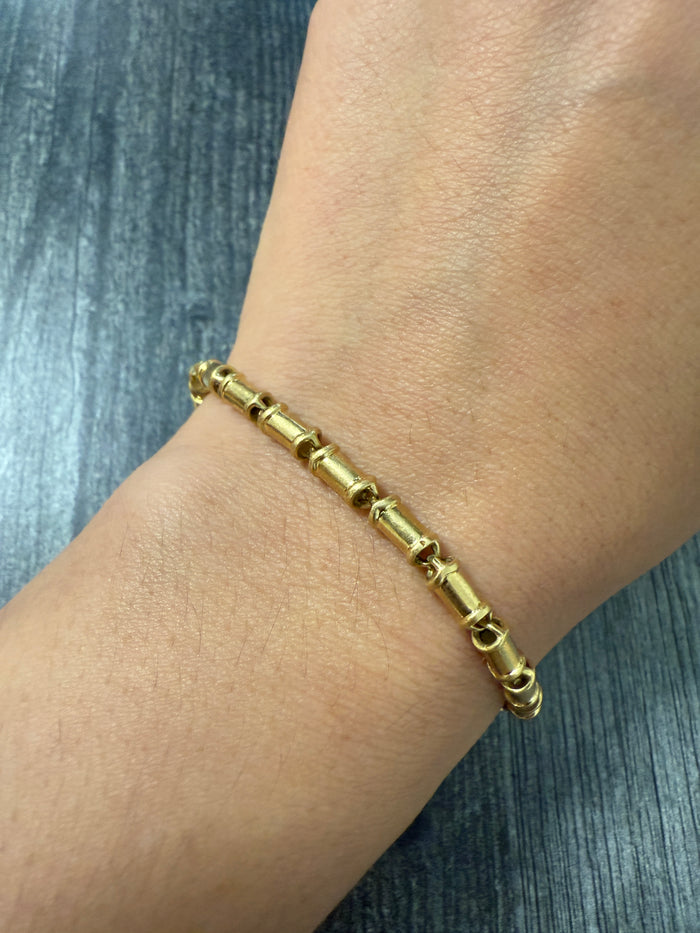 Vintage Tiffany & Co France 18K Gold Barrel Link Bracelet