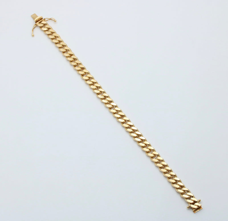 Vintage 18K Gold Solid Curb Link Bracelet, 7.5” Long