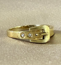 Sleek Diamond and 14K Gold Buckle Band