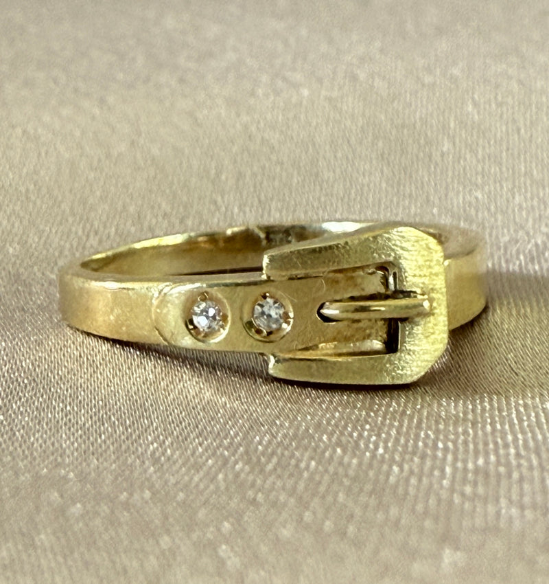 Sleek Diamond and 14K Gold Buckle Band
