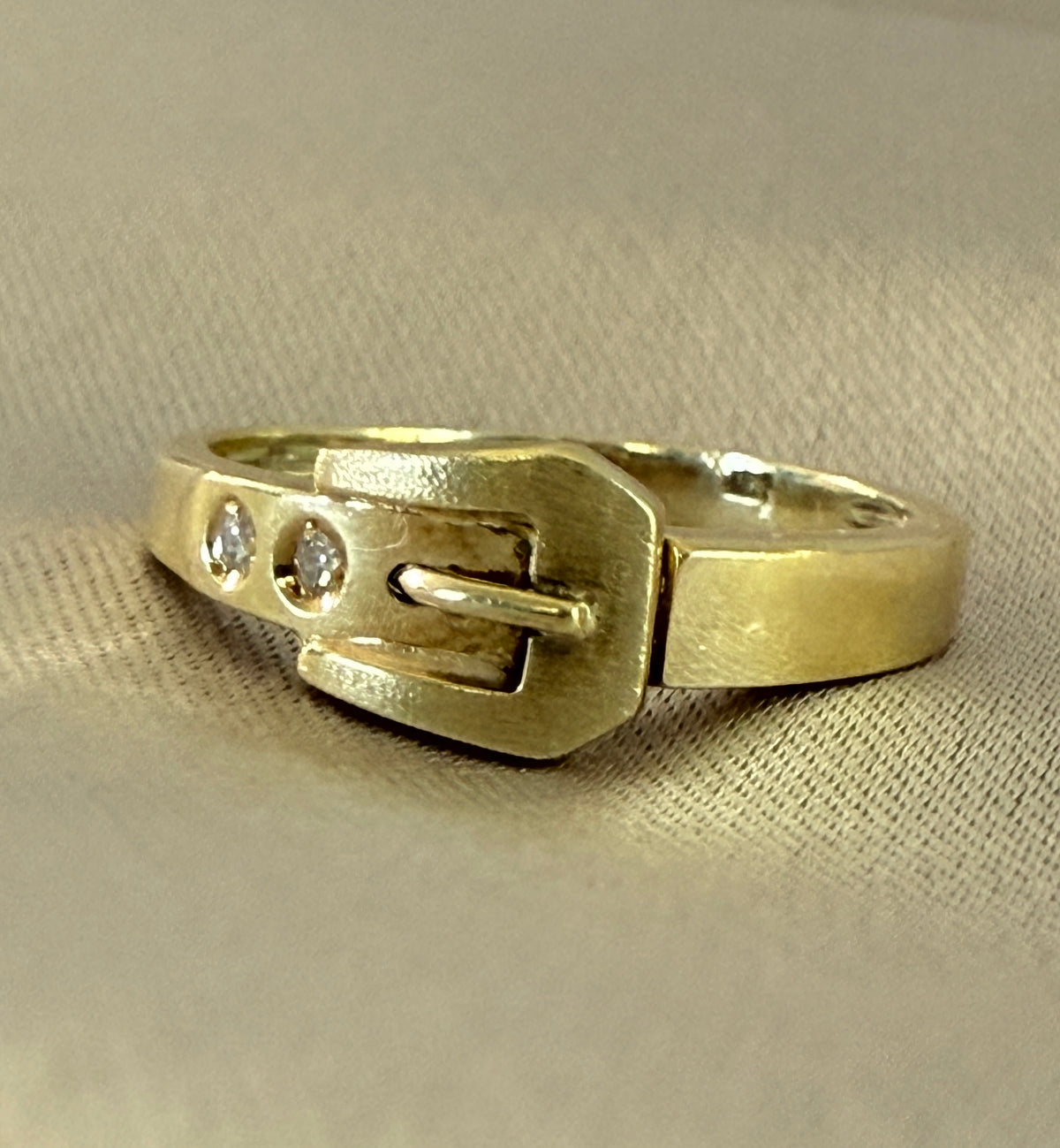 Sleek Diamond and 14K Gold Buckle Band