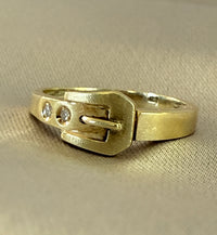 Sleek Diamond and 14K Gold Buckle Band