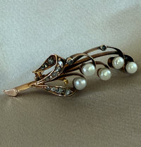 Antique Diamond and Pearl Lily of the Valley Pin