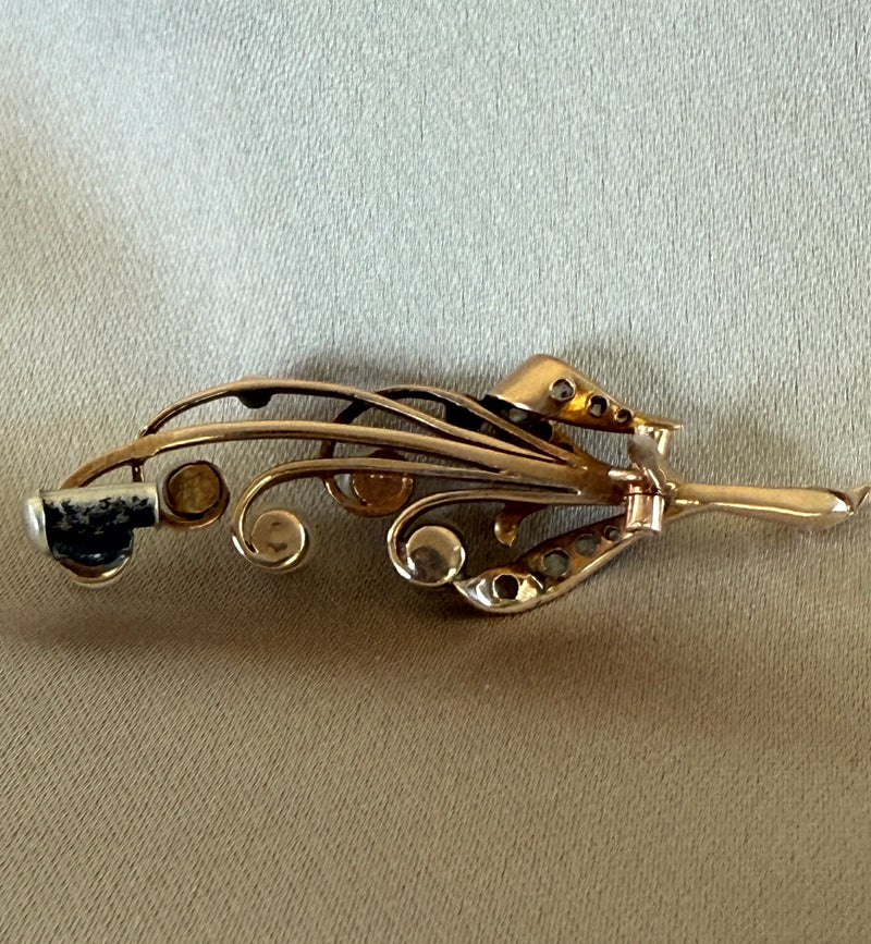 Antique Diamond and Pearl Lily of the Valley Pin
