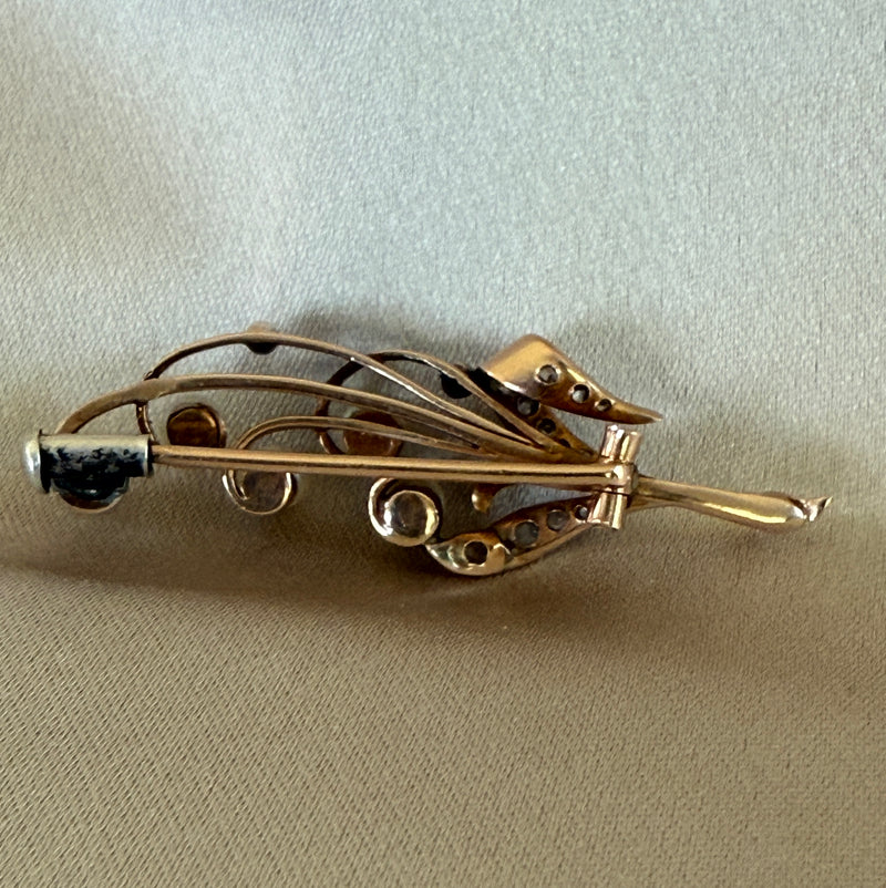 Antique Diamond and Pearl Lily of the Valley Pin