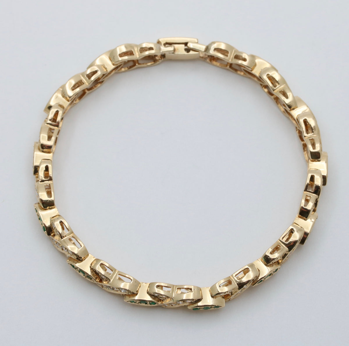 Emerald and Diamond XOXO 14K Gold Bracelet