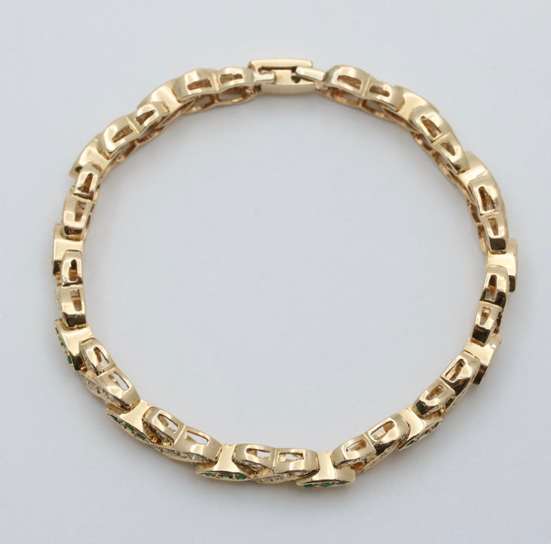 Emerald and Diamond XOXO 14K Gold Bracelet