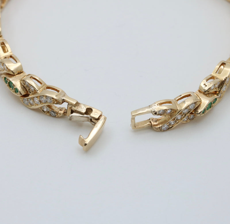Emerald and Diamond XOXO 14K Gold Bracelet
