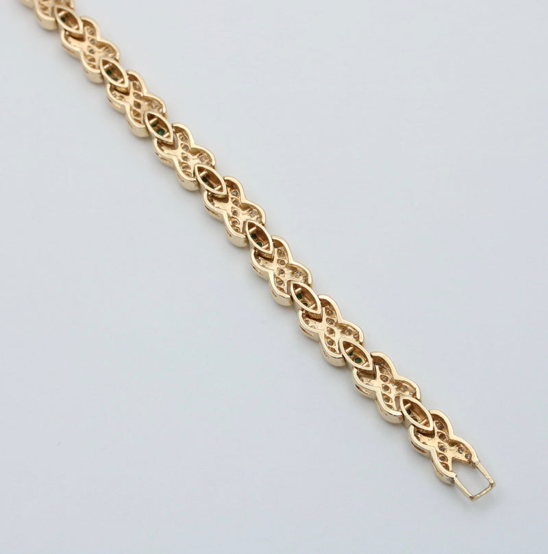 Emerald and Diamond XOXO 14K Gold Bracelet