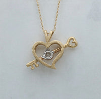 Vintage “Key To My Heart” 14K Gold and Diamond Charm